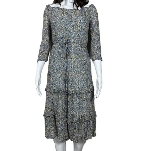 Anthropologie Rayon Kira Off-The-Shoulder Lined Tiered Peasant  Dress Size US 6 - Picture 3 of 15